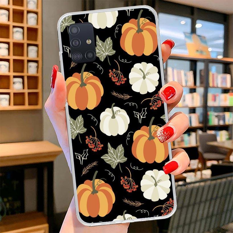 Pumpkin Happy Fall Autumn Cover Phone Case For Samsung Galaxy A12 A22 A32 A52 A72 A02S Phone Case Note 20 Ultra 10 S10 Plus A51