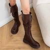 Fashion Leather Fleece-Lined Platform Knee High Shaft Shoes Woman Trend 2025 Goth Waterproof Gothic Designer Luxury Long Boots for Women