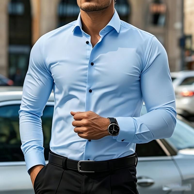 Men's Contrasting Striped Shirt Street Style Black and White Striped Slim Fit Shirt Business Casual Formal Shirt XS-6XL
