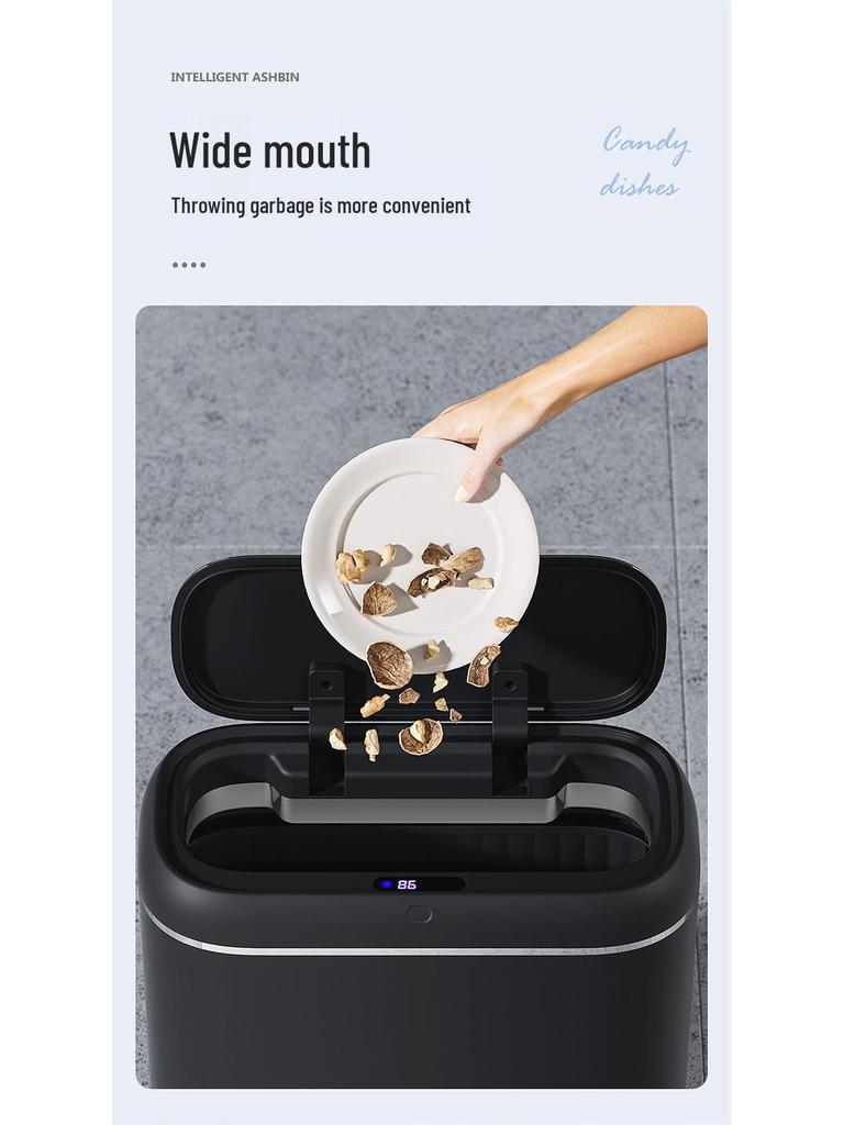 Crevice Smart Induction Trash Can: Multi-Scene, Low-Noise, Slow-Close, Waterproof, Odor-Proof Trash Bin.