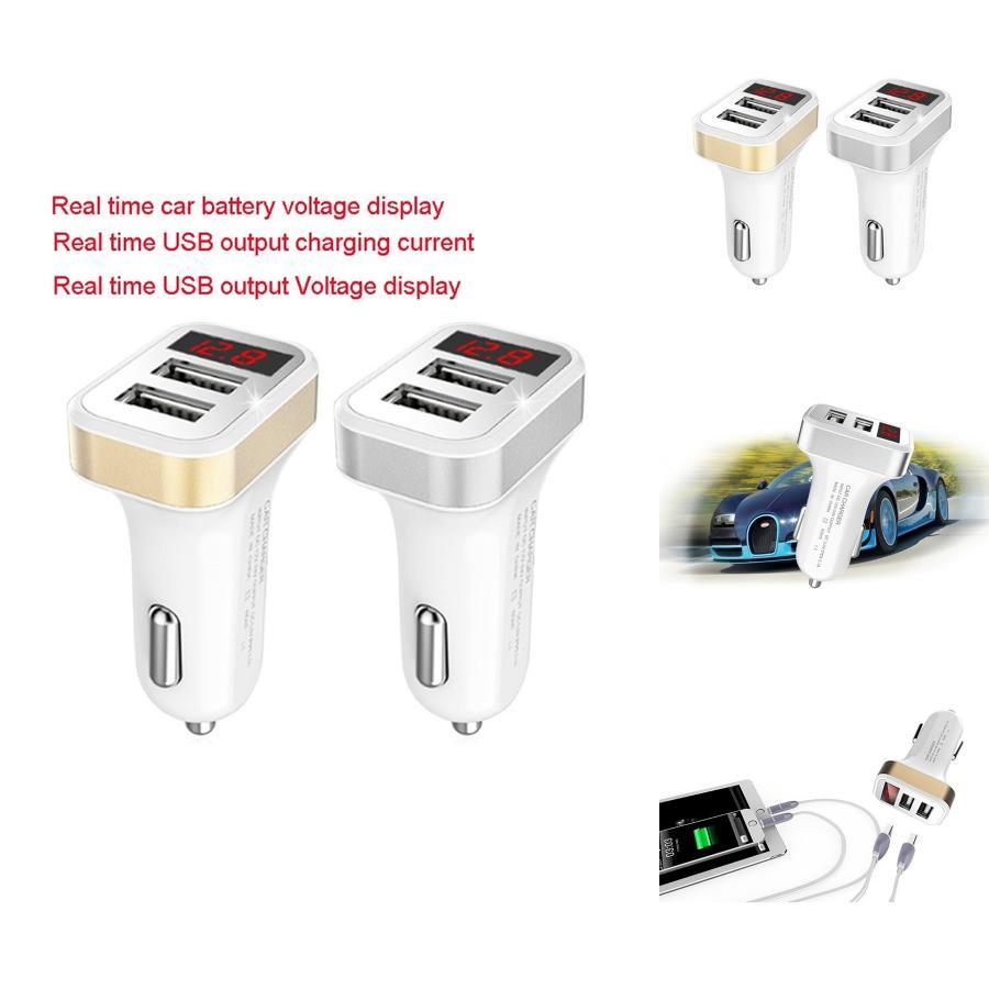 Premium Dual Usb Car Charger Adapter With Digital Led Voltage And Current Display