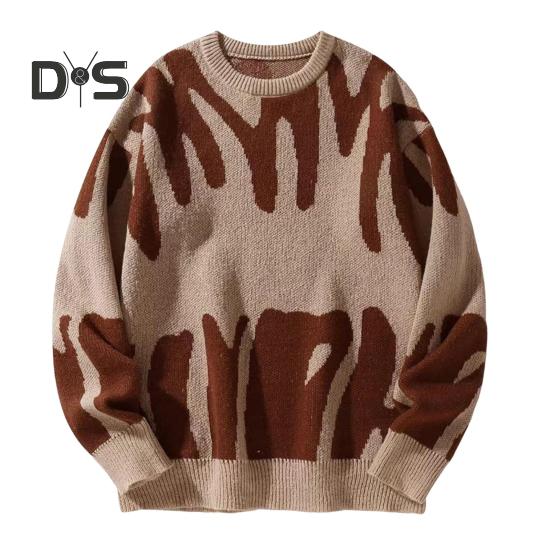 

Женский свитер с круглым вырезом и длинным рукавом, контрастный цвет, вязаный топ, свободный крой, напечатанный эластичный трикотаж, повседневная одежда M хаки