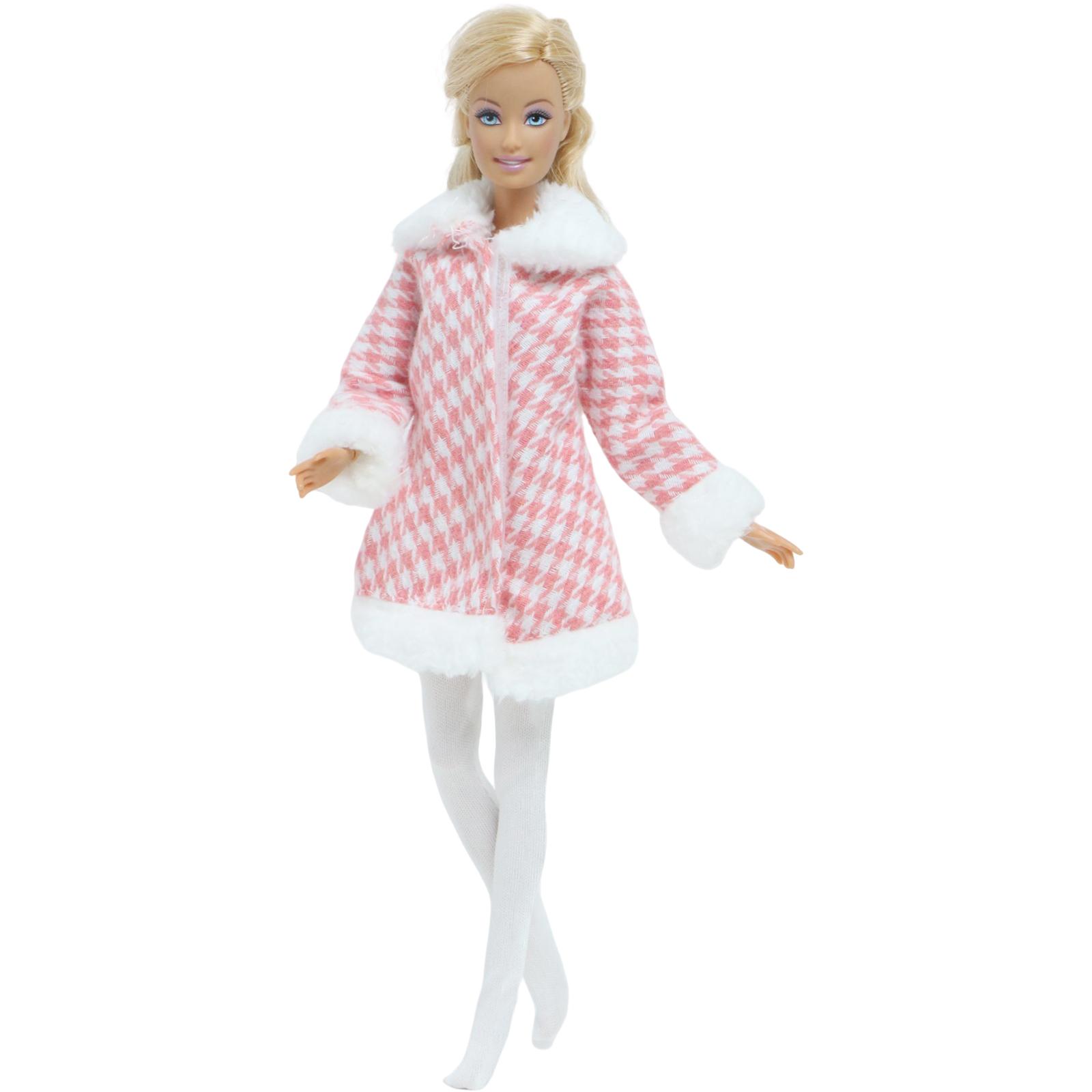 Одежда для кукол + Чулок для кукол 30 см Зимнее пальто в гусиную лапку с мехом Милый — фото 3