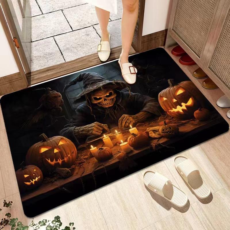 VIKAMA Halloween-themed funny floor mats for the entrance door, carpet water-absorbing foot mats, party decoration for the home.