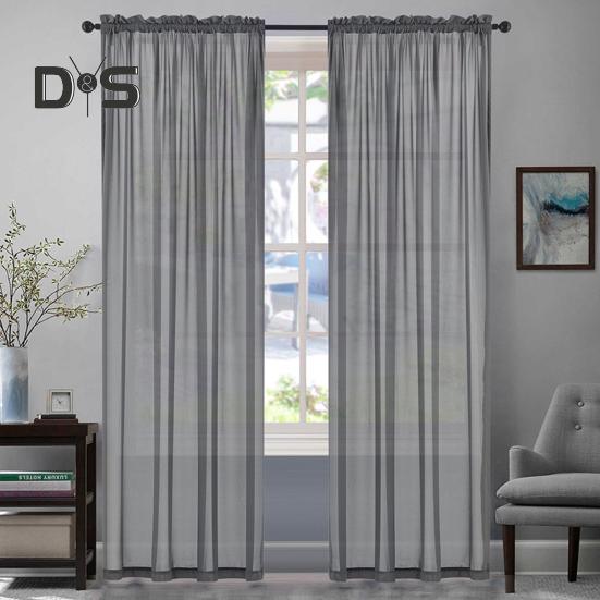 2 Stück Fenstergaze, durchscheinend, dekorativ, atmungsaktiv, pastoraler Stil, Stangendurchführung, maschinenwaschbar, Heimdekoration, Fenstervorhang, Haushalt