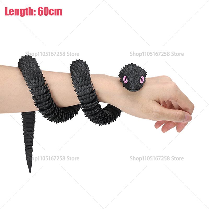 60cm 3D Printed Luminous Snake Movable Joint Simulation Snake Action Figures Home Office Desktop Ornament Birthday Gifts