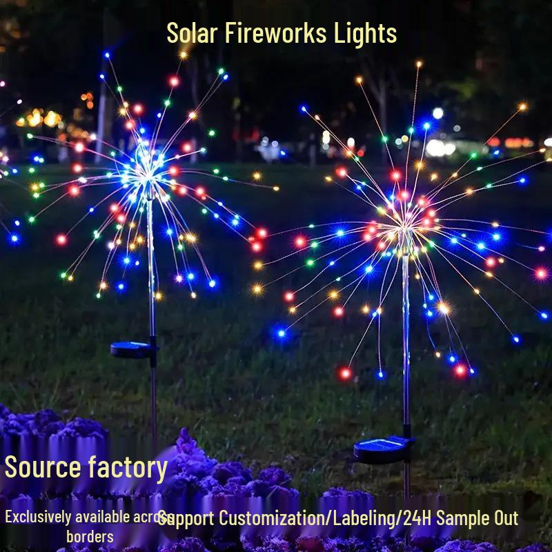 Solar LED Waterproof Dandelion Fairy Lights with Copper Wire and Ground Plug