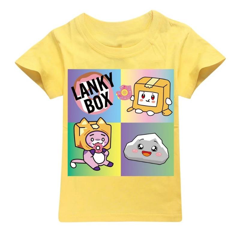 Kawaii Boys T-shirt Cartoon Lanky Box Cute Print Short Sleeve Girls Clothes Summer Casual Fashion Funny Cotton Children Tops Tee
