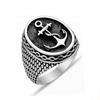 Europe and The United States New Retro Punk Men's Ring Trend Personality Fashion Navy Anchor Men's Ring Birthday Party Jewelry