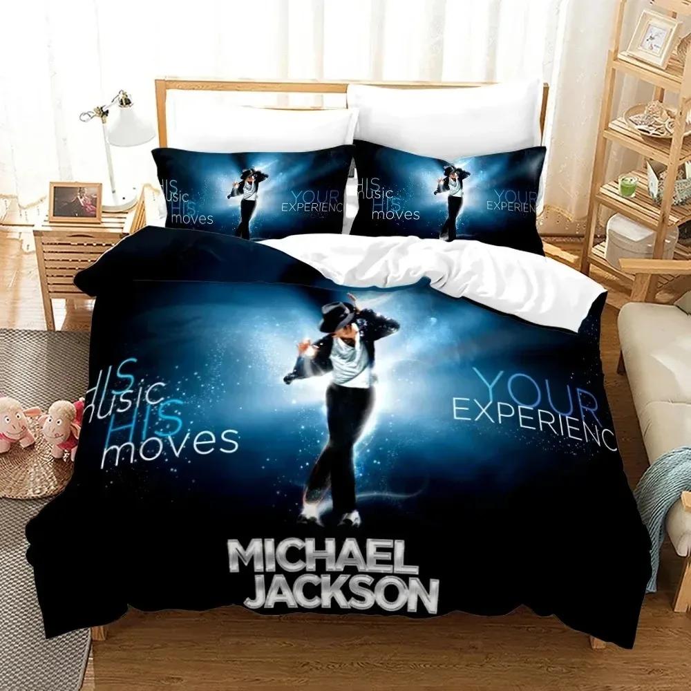 3D-gedrucktes Michael Jackson Bettwäsche-Set für Jungen und Mädchen, Einzel- und Doppelbettgröße, Bettbezug, Kissenbezug, Bett für Kinder und Erwachsene, Heimtextilien