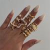 Vintage Boho Shell Pearl Starfish Open Rings For Women New Trendy Gold Color Irregular Geometric Knuckle Ring Party Jewelry Gift