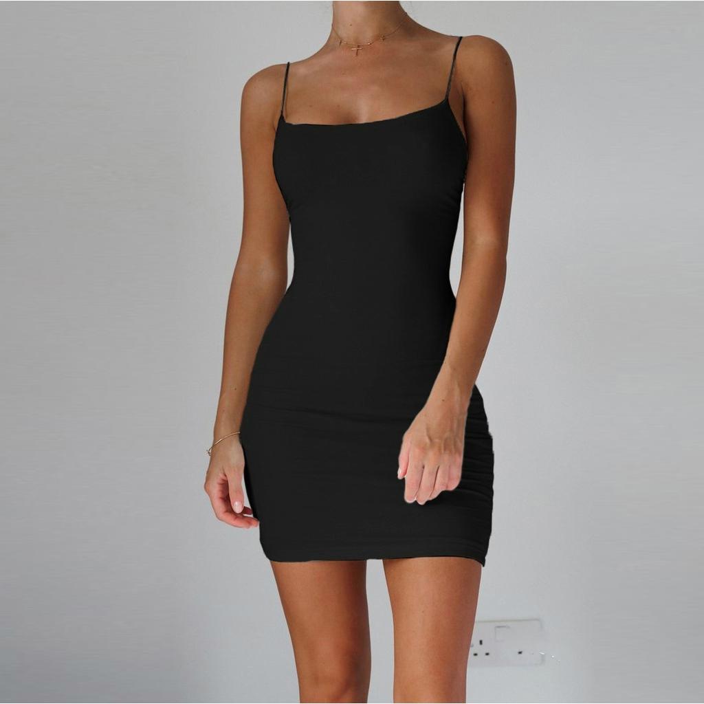 Women's Solid Color Off Shoulder Sexy Sling Simple Slim Short Casual Dress
