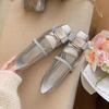 Modne buty płaskie dla kobiet 2024 Nowe wiosenno-jesienne buty Mary Jane dla kobiet Retro francuskie kwadratowe palce Srebrne baleriny na płaskiej podeszwie