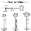 1/7 Stück 20G Flache Rückseite Ohrstecker G23 Titan Gewindelose Tragus Labret Knorpel Lippe Conch Körperpiercing Schmuck für Frauen Männer