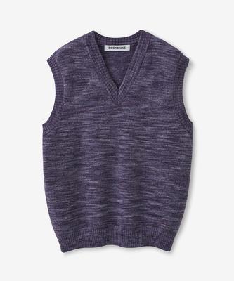 Blond9 Wool Gradient V-Neck Knit Vest_Purple