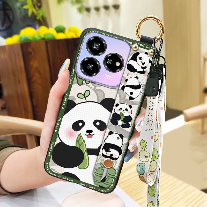Silicone Wristband Phone Case For ZTE Blade V60 Design/Axon 60 Lite Protective Fashion Design Durable Phone Holder Panda