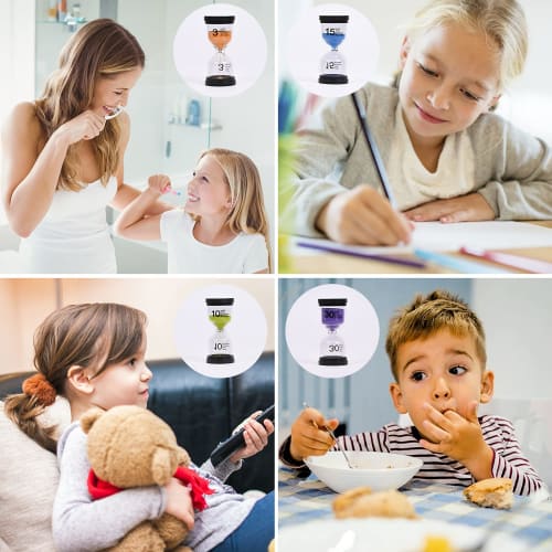 Lubanheart Hourglass Sand Timer, Set of 6 (1 Minute, 3 Minutes, 5 Minutes, 10 Minutes, 15 Minutes, 30 Minutes), 9.7 x 4.3 cm, Decorative, Children's E