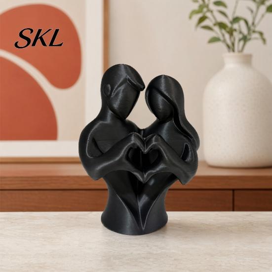 Home Decor Couple Statue 3D Printed Heart Statue, Abstract Minimalist Lovers Embrace Figurine, Romantic Desktop for Living Room Bedroom Office,