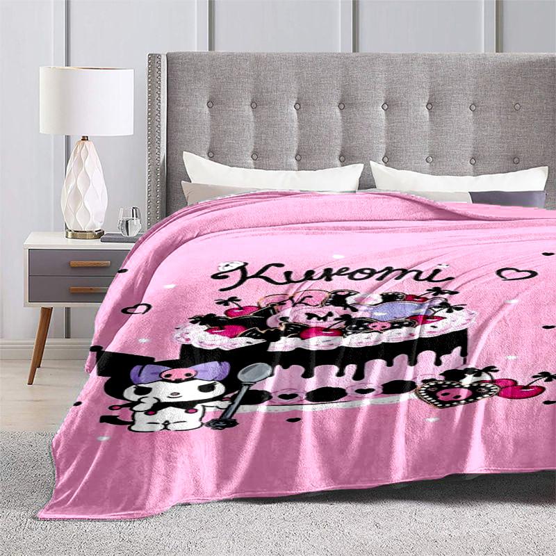 Purple Kuromi Skull Tapestry Blanket Suitable For All Seasons Home Decor Sheet Machine Washable Digital Printing