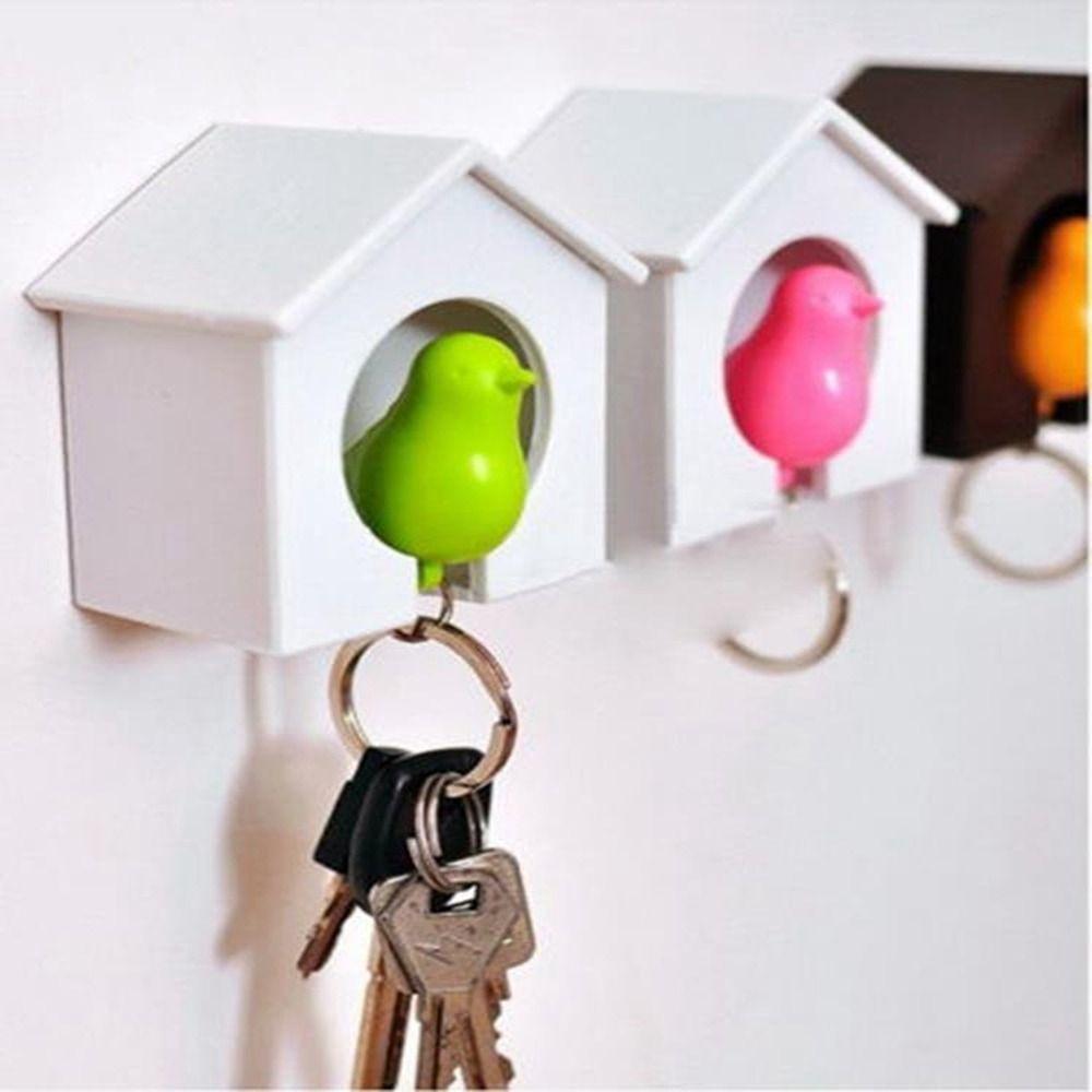 Likable Plastic Sparrow Key Holder Wall Mounted  Sparrow House Keychain Decorative Bird Whistle Key Hanger Keys Birdhouse Shape