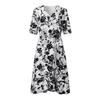 PORTS Women's Black Floral V-Neck Midi Dress
