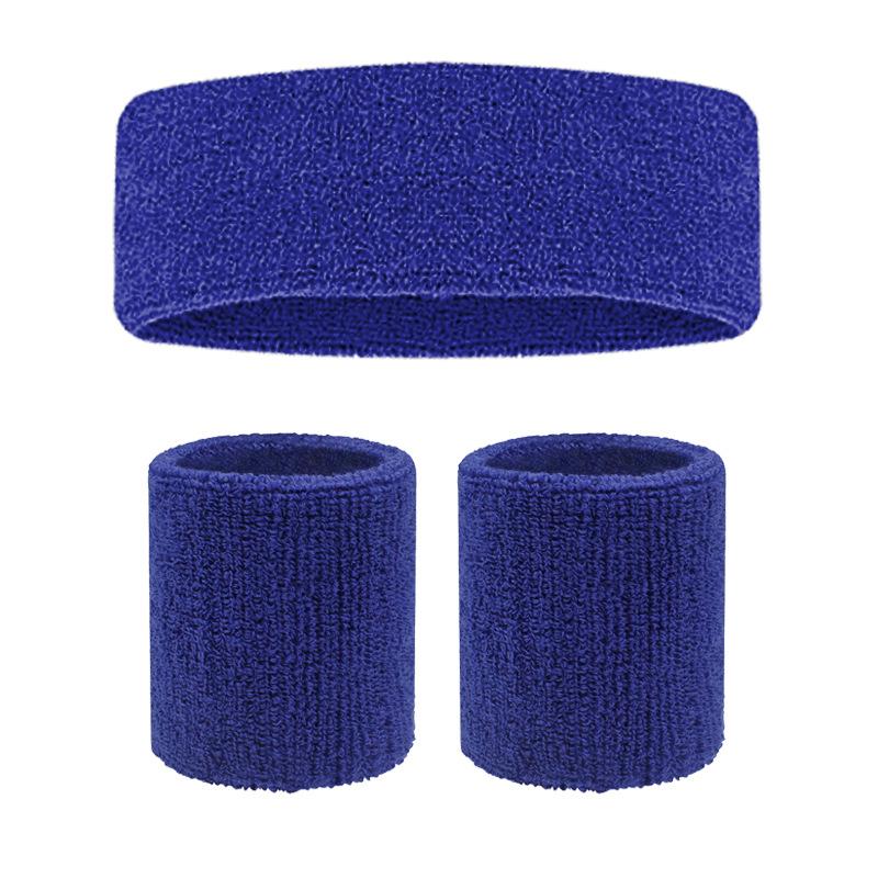 Sports Fitness Cycling Basketball Badminton Breathable High Elastic Polyester Cotton Sweat Absorbing Headband Hand Guard Wrist Headband Set