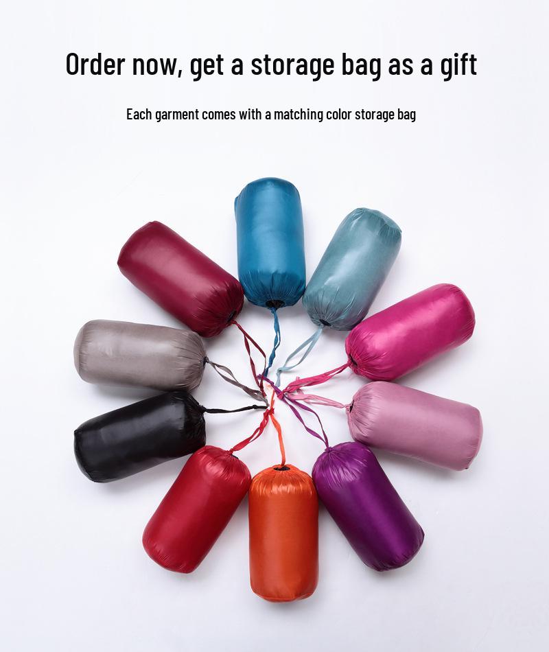 Women's Collarless Lightweight Down Jacket - Super Thin, Plus Size, Perfect for Autumn and Winter.