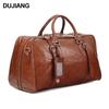 Large Capacity Vegetable Tanned Leather Travel Bag - High-End Vintage Gym Bag for Business Trips