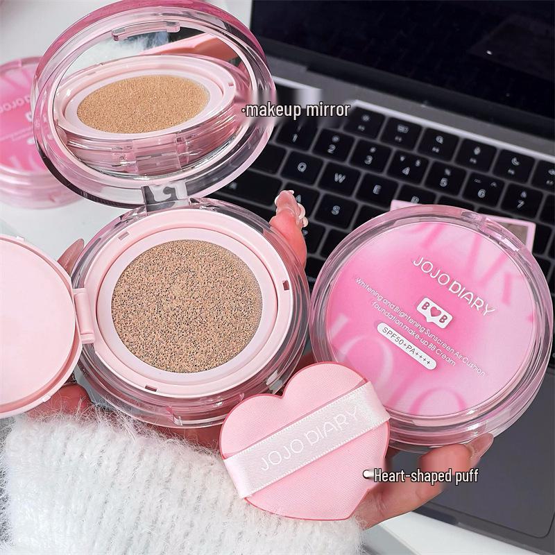 Jiujiu Diary Sunscreen Cushion BB Cream: Concealer, Brightening, Oil Control, Waterproof, Long-Lasting, Non-Cakey Foundation for Students and Parties.