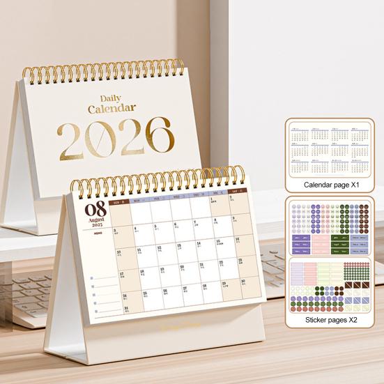 Mini stolní kalendář 2026 leden 2026 - prosinec 2026 12měsíční plánovač Dvojitá drátěná vazba Stojící překlápěcí Malý stolní kalendář pro domácí kancelář