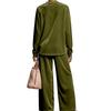 Women's Velour Hoodie and Wide Leg Pants Set High Waist Flowy Suit with Draping Fabric