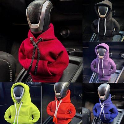 Copri-felpa con cappuccio per cambio auto, felpa carina, copri pomello del cambio, decorazione per maniglia del pomello del cambio, adatto per cambio manuale automatico universale per auto