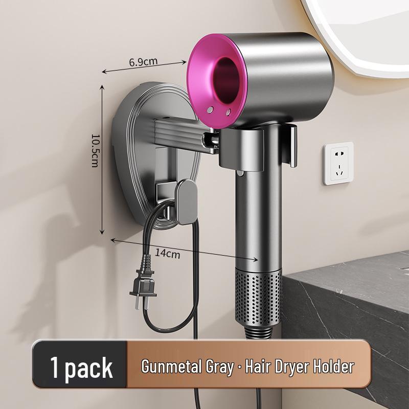 No-Drill Suction Cup Hair Dryer Holder and Storage Rack