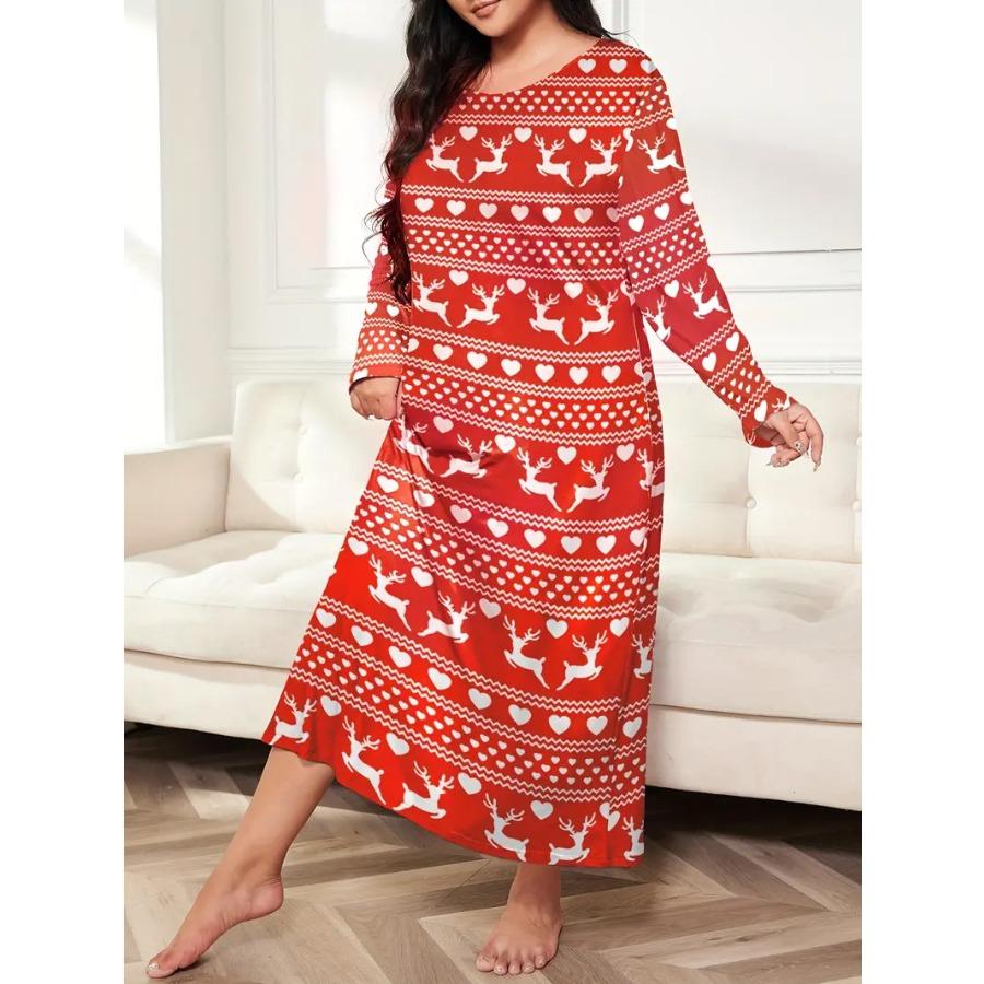 

Платье для сна с длинными рукавами и сердцем-бабочкой и леопардовым принтом, повседневное женское длинное платье для сна с заниженными плечами, негабаритное длинное платье для сна 5XL