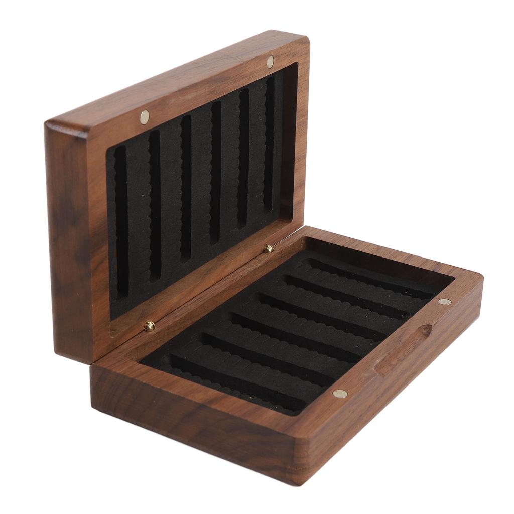 Fly Hook Fishing Box Black Walnut Wood Fishing Bait Case Tackle Box for Fishing Gear Organization