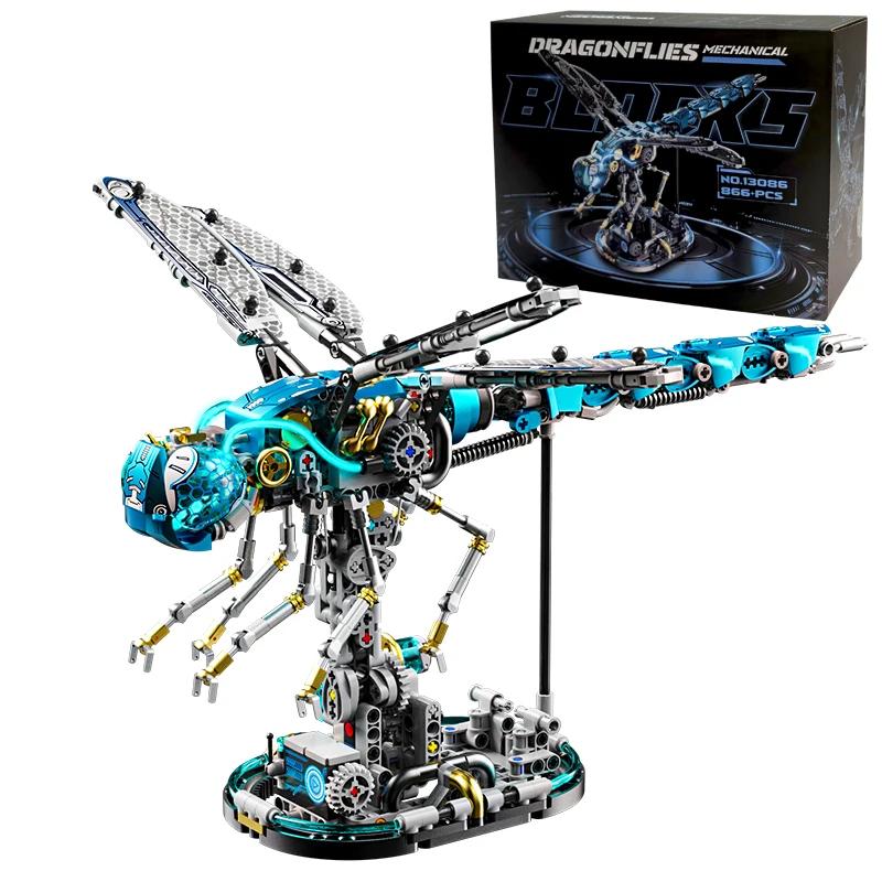 NEW Creative Mechanical Dragonfly Building Blocks Set Animal MOC Assemble Model Kids Adults birthday Christmas Halloween gifts