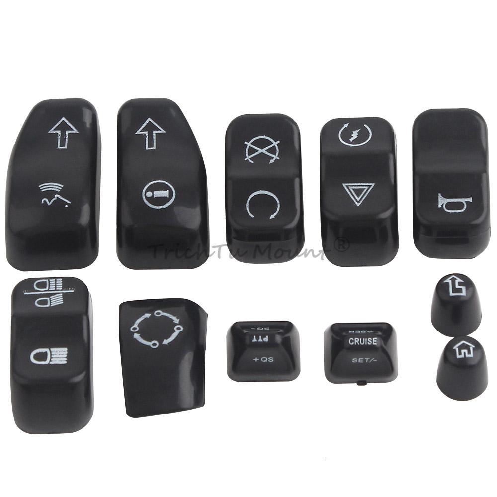 Motorcycle Black Hand Control Switch Button Caps Cover Kit For Electra Glide Standard FLHT Street Glide Special FLHXS 2014-2022