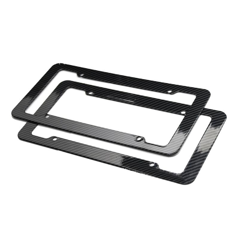 Carbon Fiber License Plate Frames Heavy Duty Car Auto Tag Holder Cover Rattle-Proof Front and Rear Plate Mounting Kit