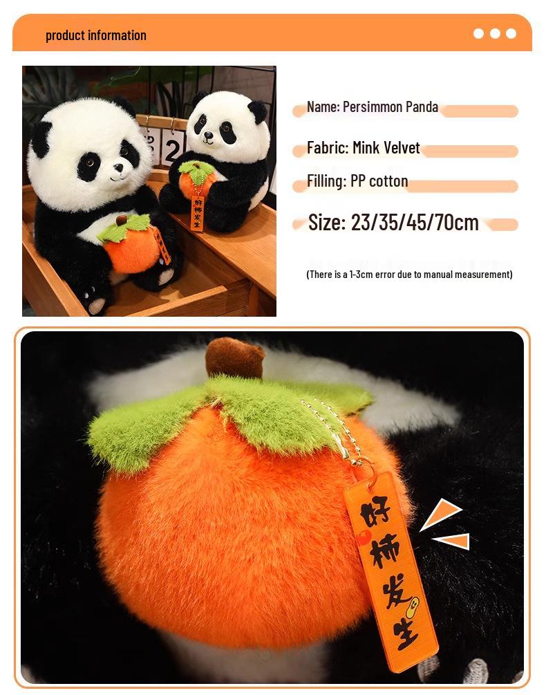 Large Persimmon Panda Plush Toy - Perfect Sleep Doll & Birthday Gift for Kids, Friends, or Lovers