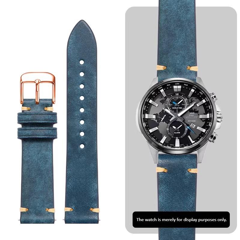 22mm 23mm high-quality genuine leather watch strap For Casio EDIFICE EFR-552D/539/303 EFV-650D MDV-107D Men's Cowhide watchband