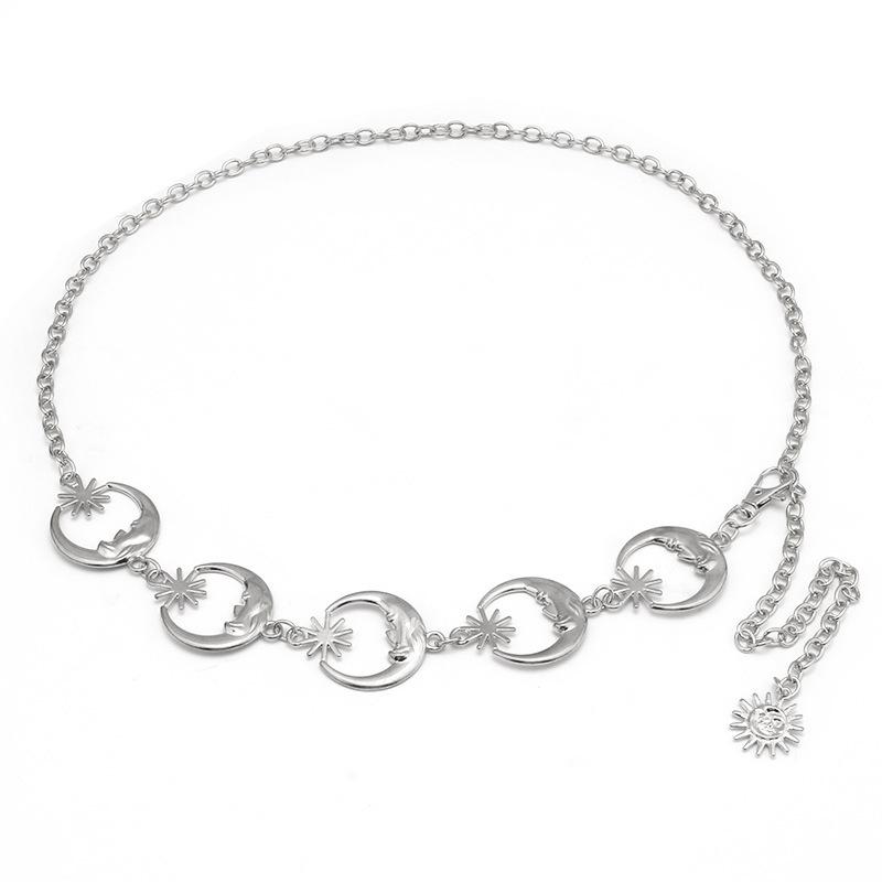 Retro Sun Moon Waist Chain Women's Versatile Gold Belt Body Chain Accessories Women's Fold Wear