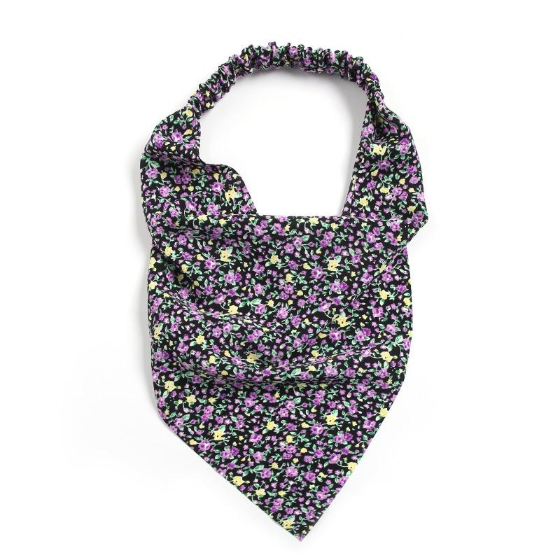 Neue Blumige Stofftasche Turban Haarschmuck Dreieckstuch Haarband Damen Haargummi Elastisches Band All-Match Kopfschmuck