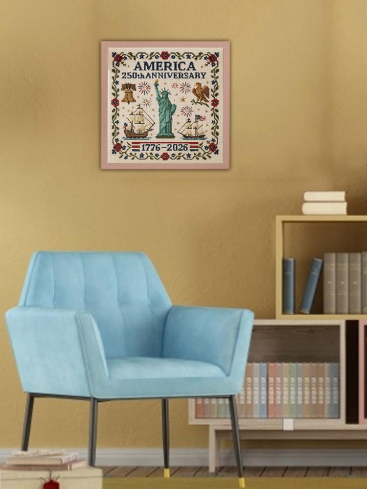 Anniversary of America Counted Embroidery Art Full Embroidery Thread Art Needlework Cotton Embroidery Craft Home Wall Decor