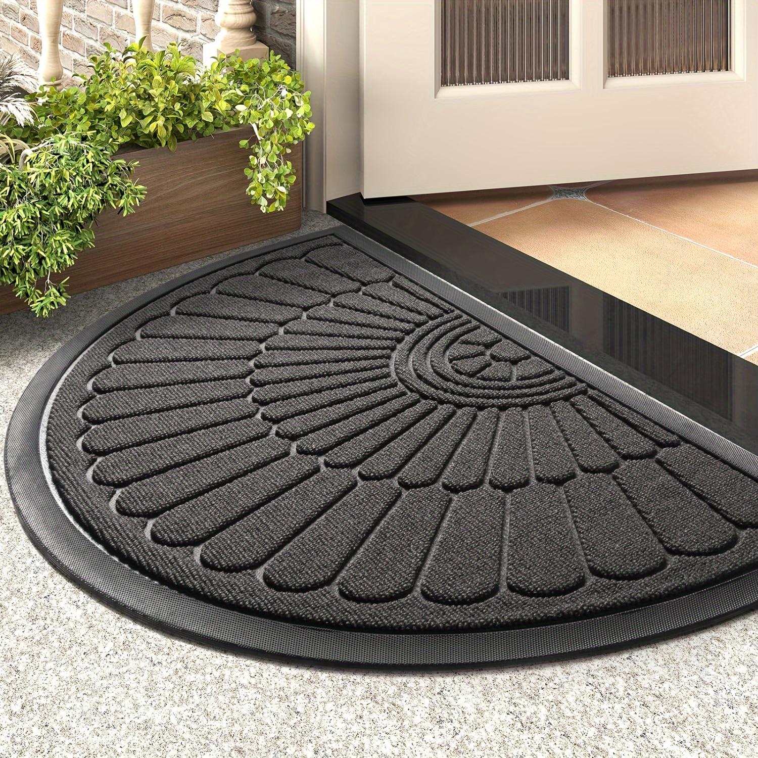 

1pc Door Mat Outdoor Indoor Entrance Doormat-Semicircular Durable Rubber Non Slip Front Door Mat for Outside Inside 50 80cm темно-сірий