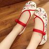 Mocassins Planos Bordados em Lona com Flor de Ameixeira Tradicional Chinesa Vintage para Mulheres