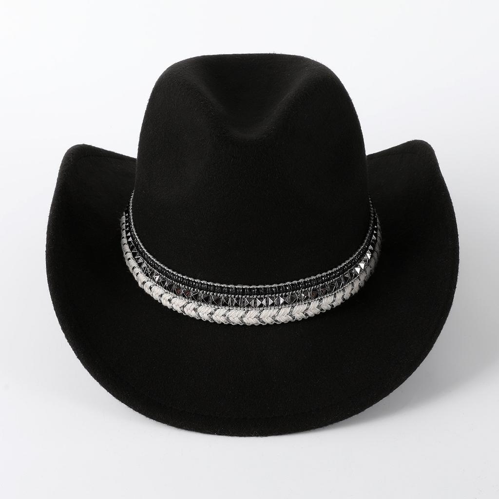 Cappello da cowboy occidentale cappello jazz retrò cappello a cilindro in lana cappello da cowboy in feltro cappello retrò cappello da cowboy etnico