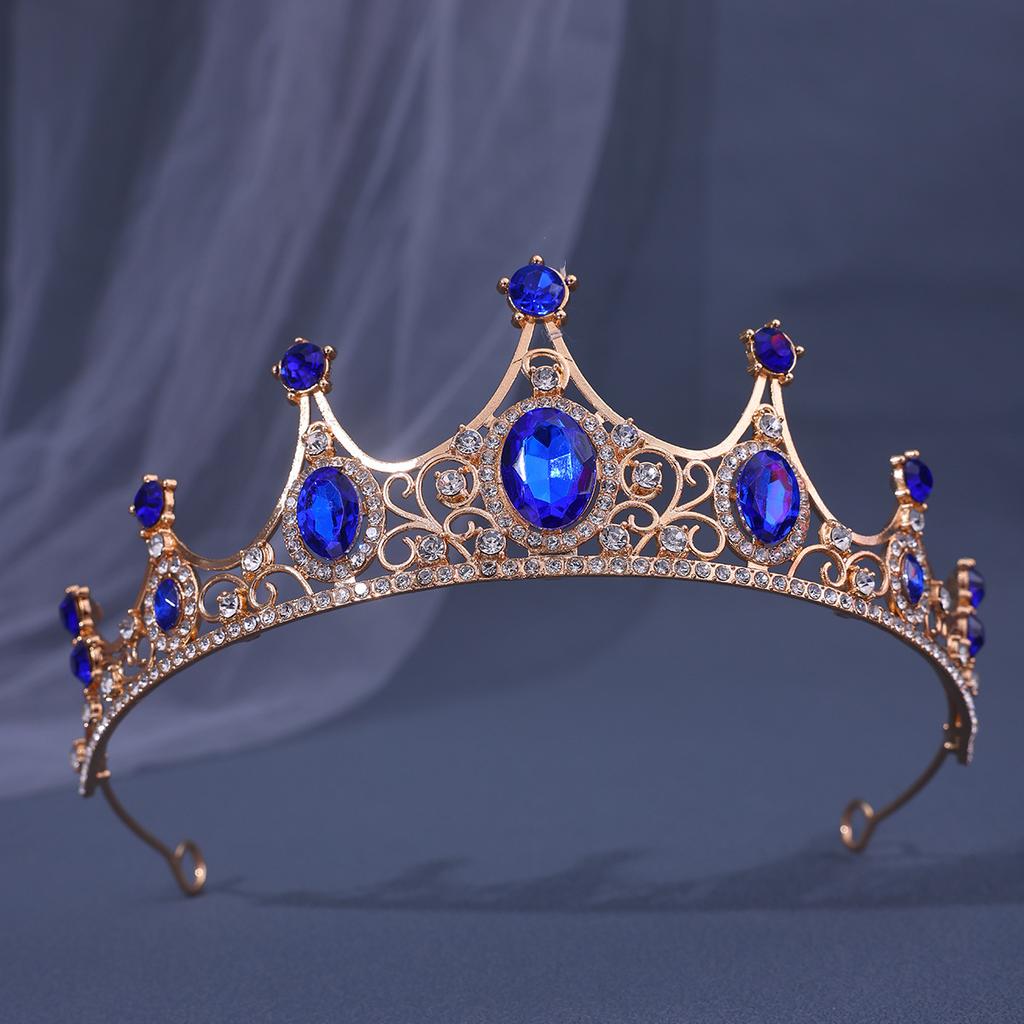 Retro Baroque Crown Tiara Alloy Rhinestone Princess Stage Performance Small Crown Accessories Bridal Jewelry