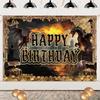 Dragon Birthday Party Decorations Banner - Happy Birthday Medieval Dragon Theme Decoration Backdrop, Dragons Castle Flame Party Supplies Photo