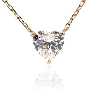 PLUSTER Necklace Gift Box Set Heart 925 Sterling Silver Length Adjustable Up To Single Gold Cubic Zirconia Rhinestone Popular Birthday Gift Women's