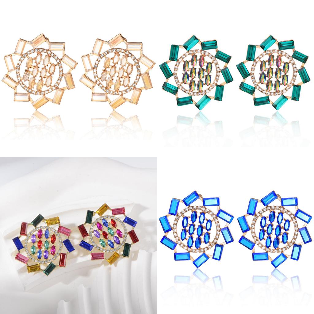 Fashion Ladies Flower Earrings With Alloy And Diamond Accents For Evening Wear